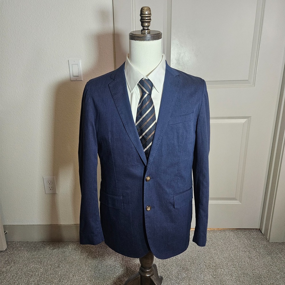 $168 NWT J Crew‎ 38R Blazer Suit Jacket Men Ludlow Cotton Blend Dark Bluish Gray